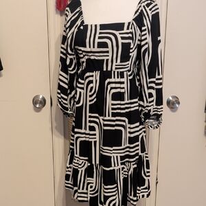 Nine West Black and White Midi Dress